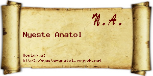 Nyeste Anatol névjegykártya